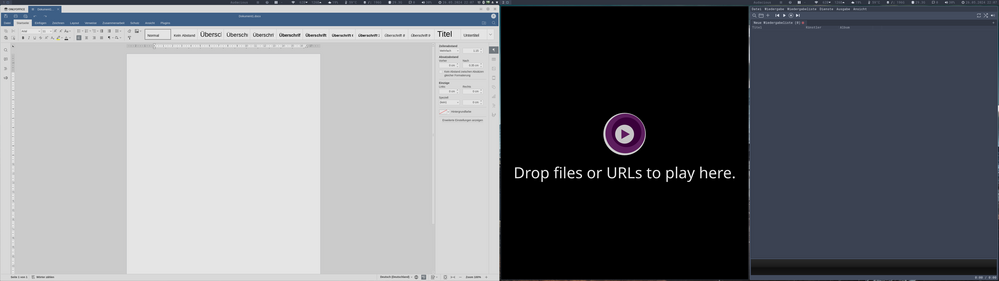 OnlyOffice + MPV Player + Audacious OnlyOffice + MPV Player + Audacious